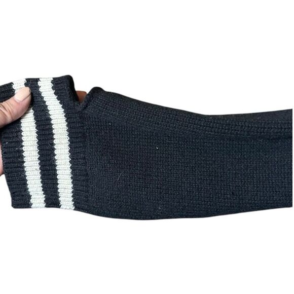 Intermix Bowie  Stripe Cropped Knit Top Women's Black Sweater with White Stripes - Picture 10 of 10